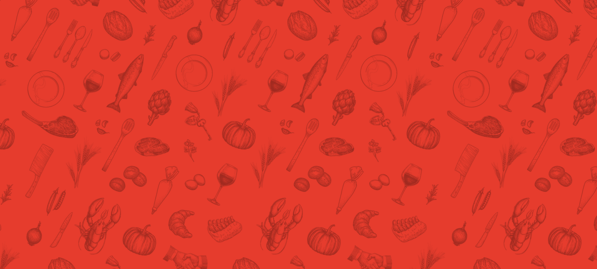 roter Hintergrund mit Illustrationen